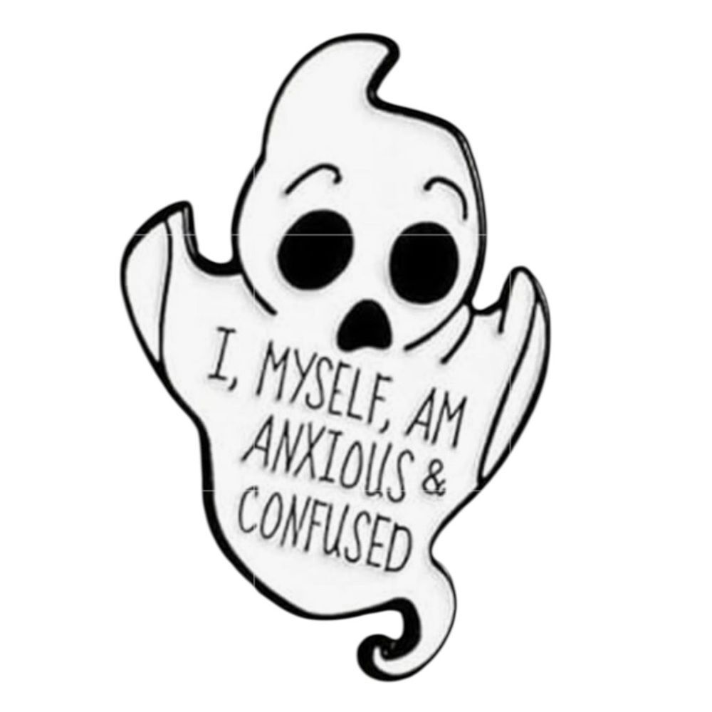 Anxious & Confused Ghost Pin NEW